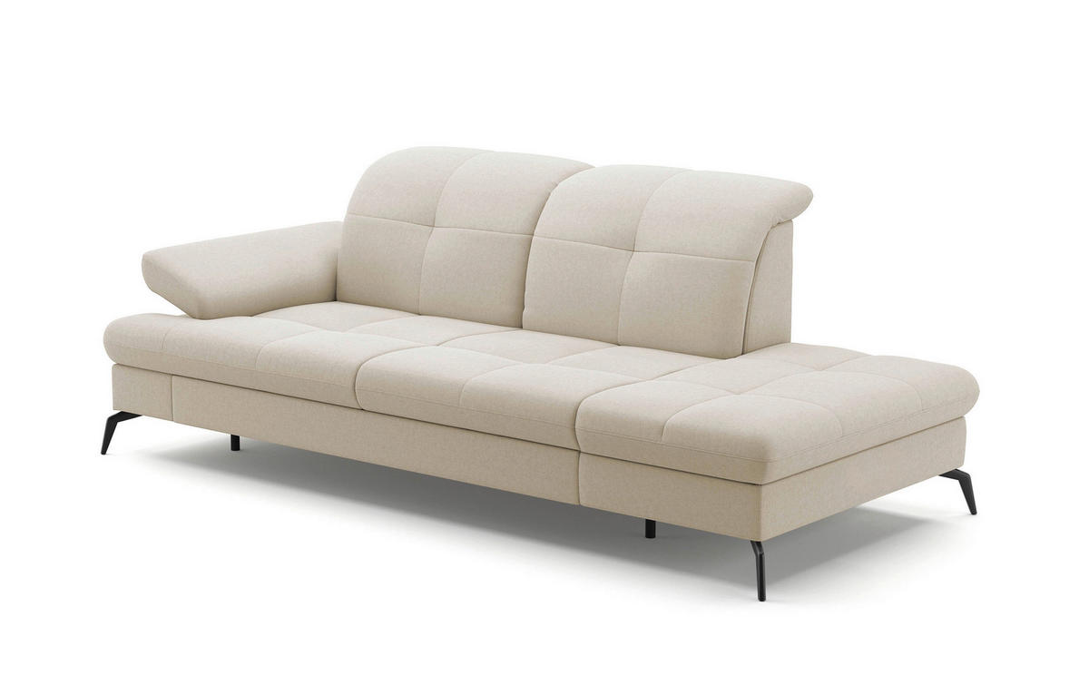 RÉCAMIERE in Flachgewebe Creme  - Creme/Schwarz, Konventionell, Textil/Metall (231/90/122cm) - Sit & More