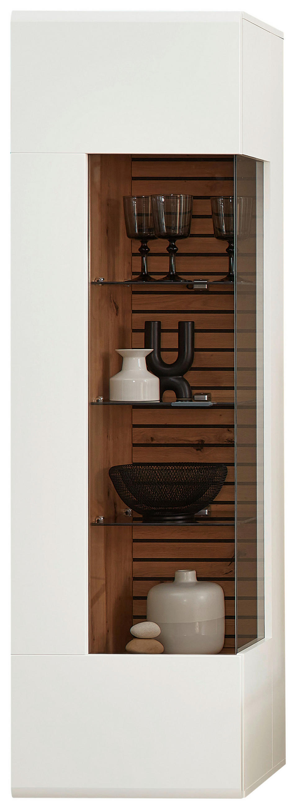 Vitrină Suspendată, alb, stejar Artisan