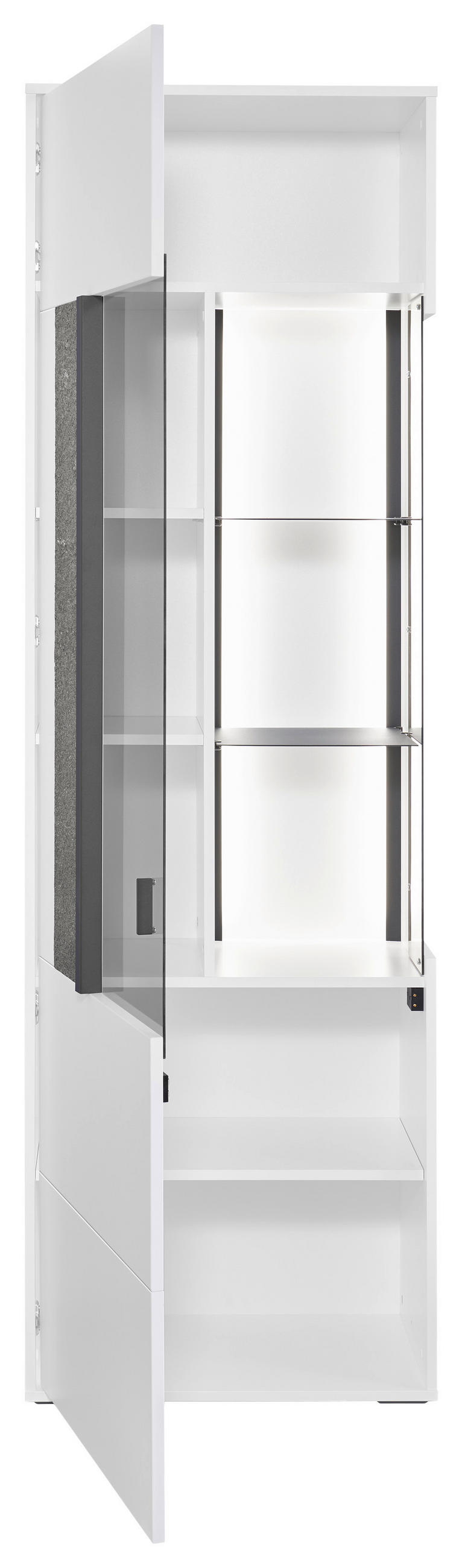 VITRINE in Weiß  - Dunkelgrau/Weiß, Design, Glas/Holzwerkstoff (63,7/204/37,2cm) - SetOne by Musterring