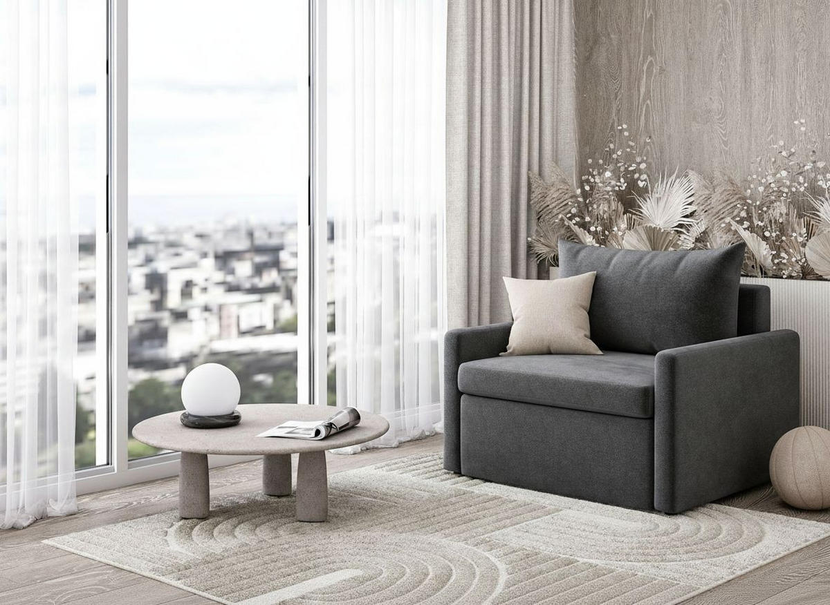 SCHLAFSESSEL Flachgewebe Dunkelgrau  - Dunkelgrau/Schwarz, Design, Kunststoff/Textil (92/89/103cm) - MID.YOU