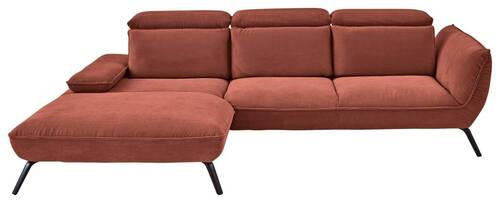 ECKSOFA Kupferfarben Cord  - Schwarz/Kupferfarben, Design, Textil/Metall (202/301cm) - Moderano