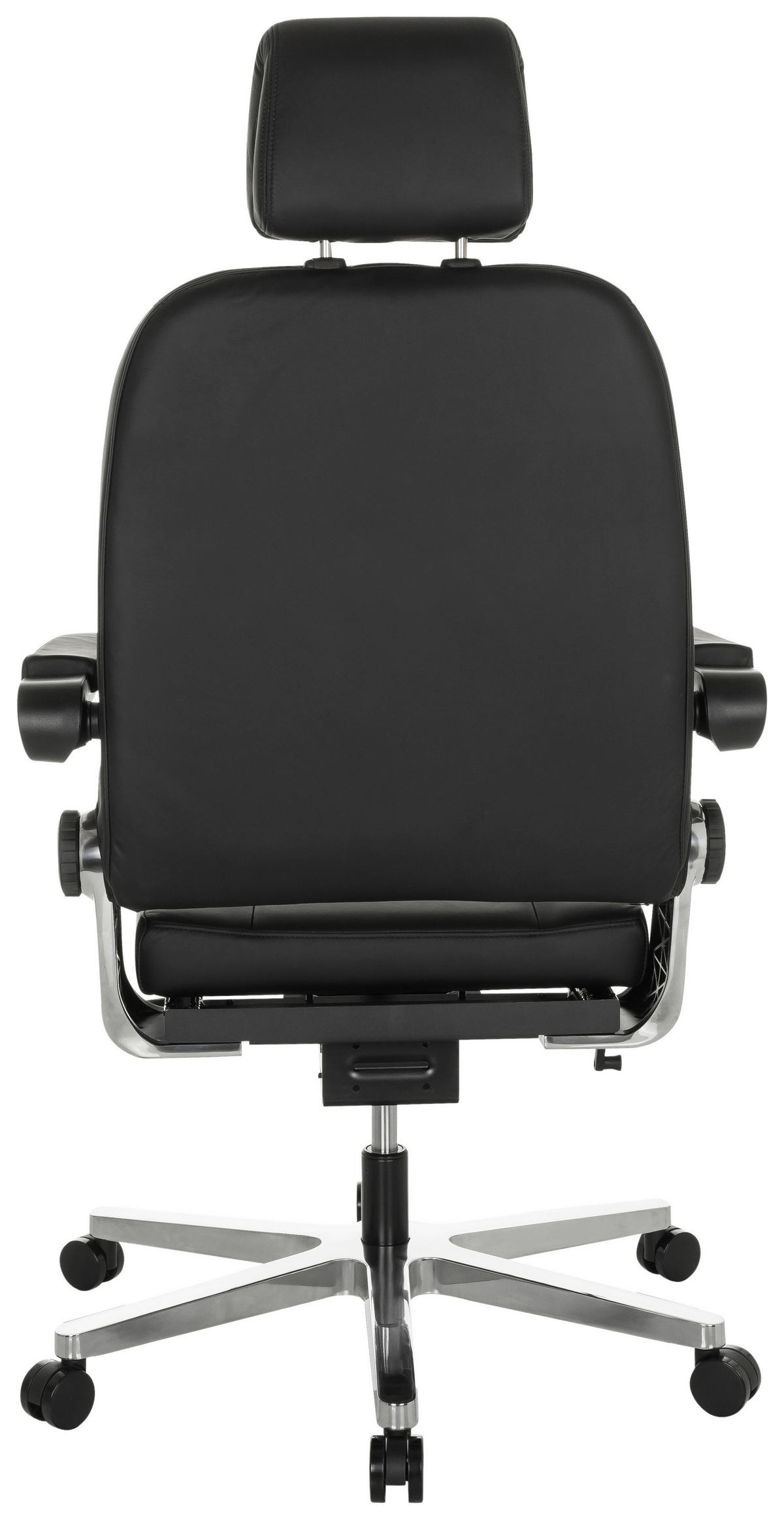 CHEFSESSEL  in Schwarz  - Silberfarben/Schwarz, Basics, Leder/Metall (70/123-133/63cm) - MID.YOU