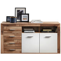 ŠIROKÁ KOMODA, biela, farba duba, 166/85/44 cm - čierna/biela, Design, kompozitné drevo/plast (166/85/44cm) - Livetastic