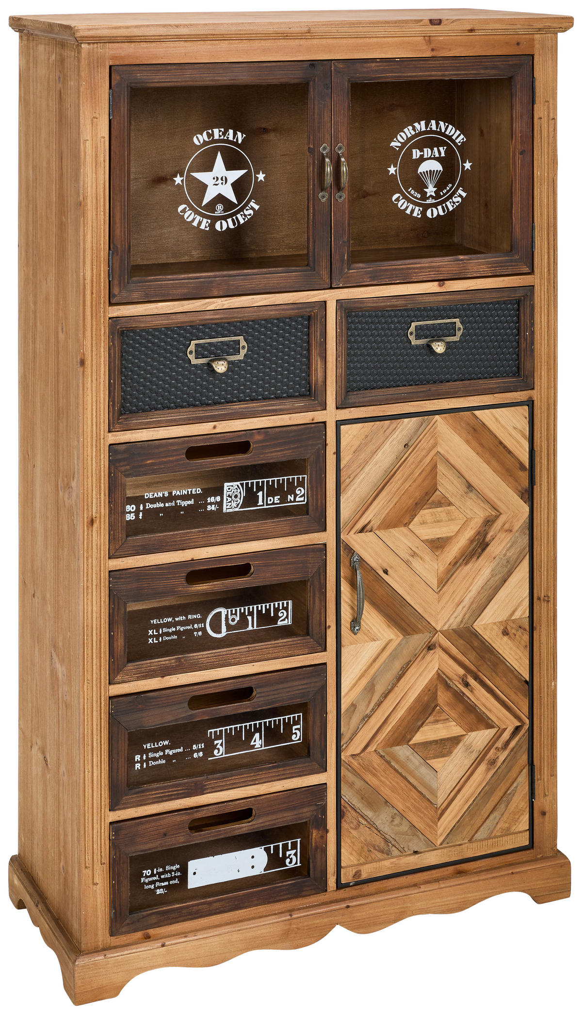 KOMMODE  in 75/127/32 cm  - Hellbraun/Messingfarben, LIFESTYLE, Glas/Holz (75/127/32cm) - Landscape