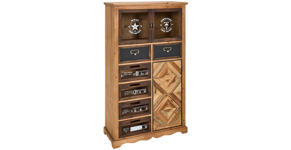 KOMMODE  in 75/127/32 cm  - Hellbraun/Messingfarben, LIFESTYLE, Glas/Holz (75/127/32cm) - Landscape