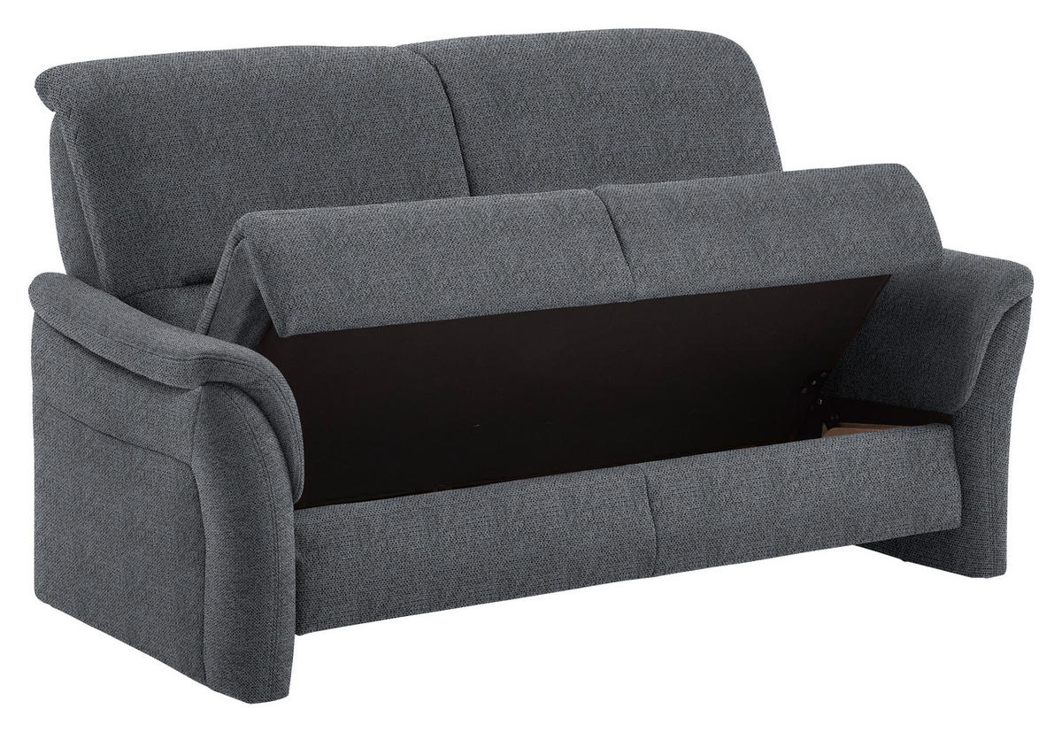 SITZGARNITUR  in Flachgewebe Anthrazit  - Anthrazit/Alufarben, KONVENTIONELL, Textil/Metall (198/172/96/93cm) - Beldomo Premium