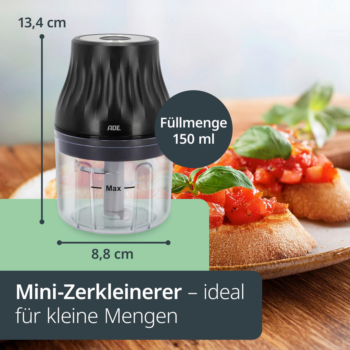 UNIVERSALZERKLEINERER  - Schwarz, Basics, Kunststoff/Metall (8,8/8,8/13,4cm) - ADE