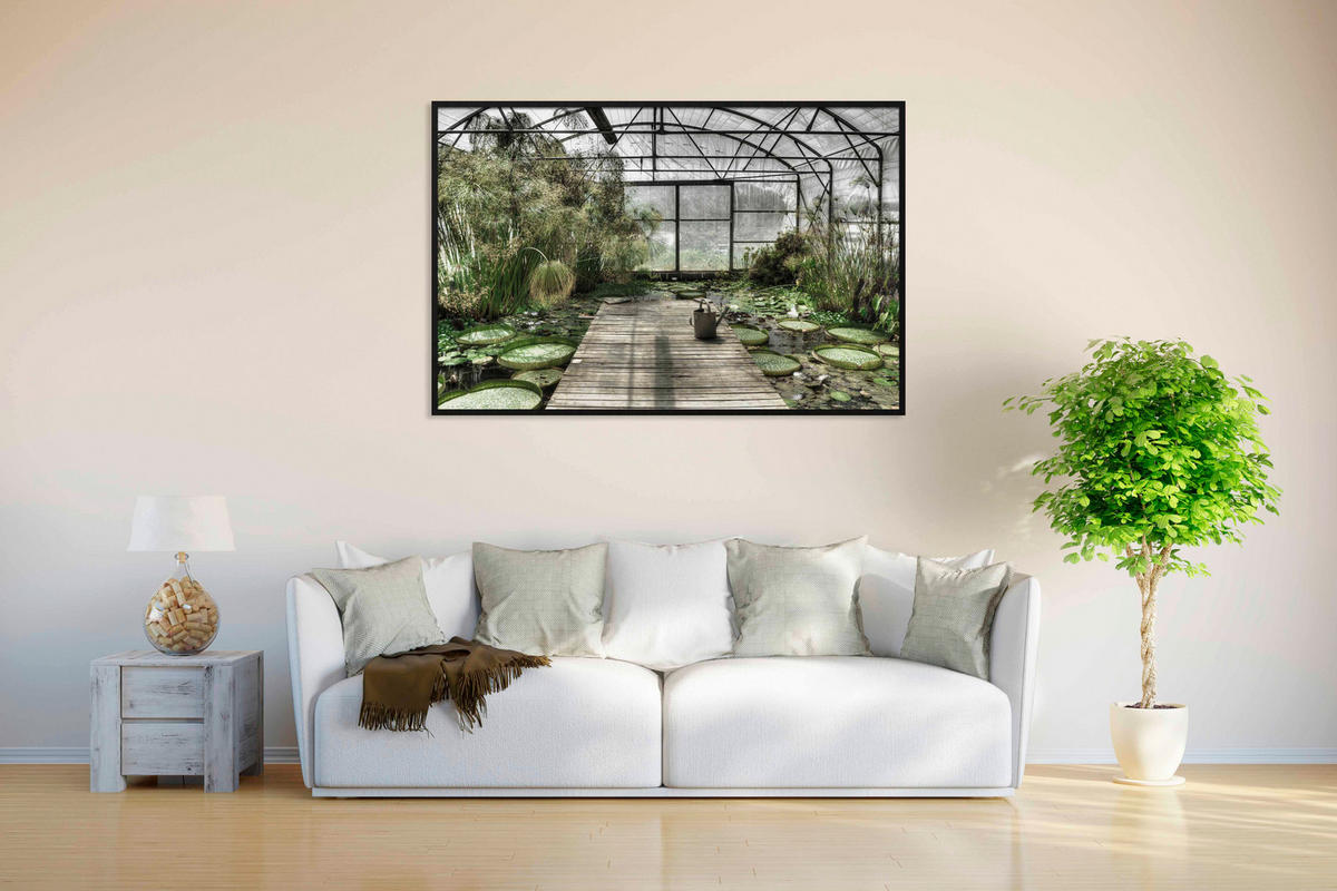 BILD Landschaft & Natur, Bäume, Blumen, Pflanzen, Blätter  - Schwarz/Grün, Design, Holz/Kunststoff (148/98cm)