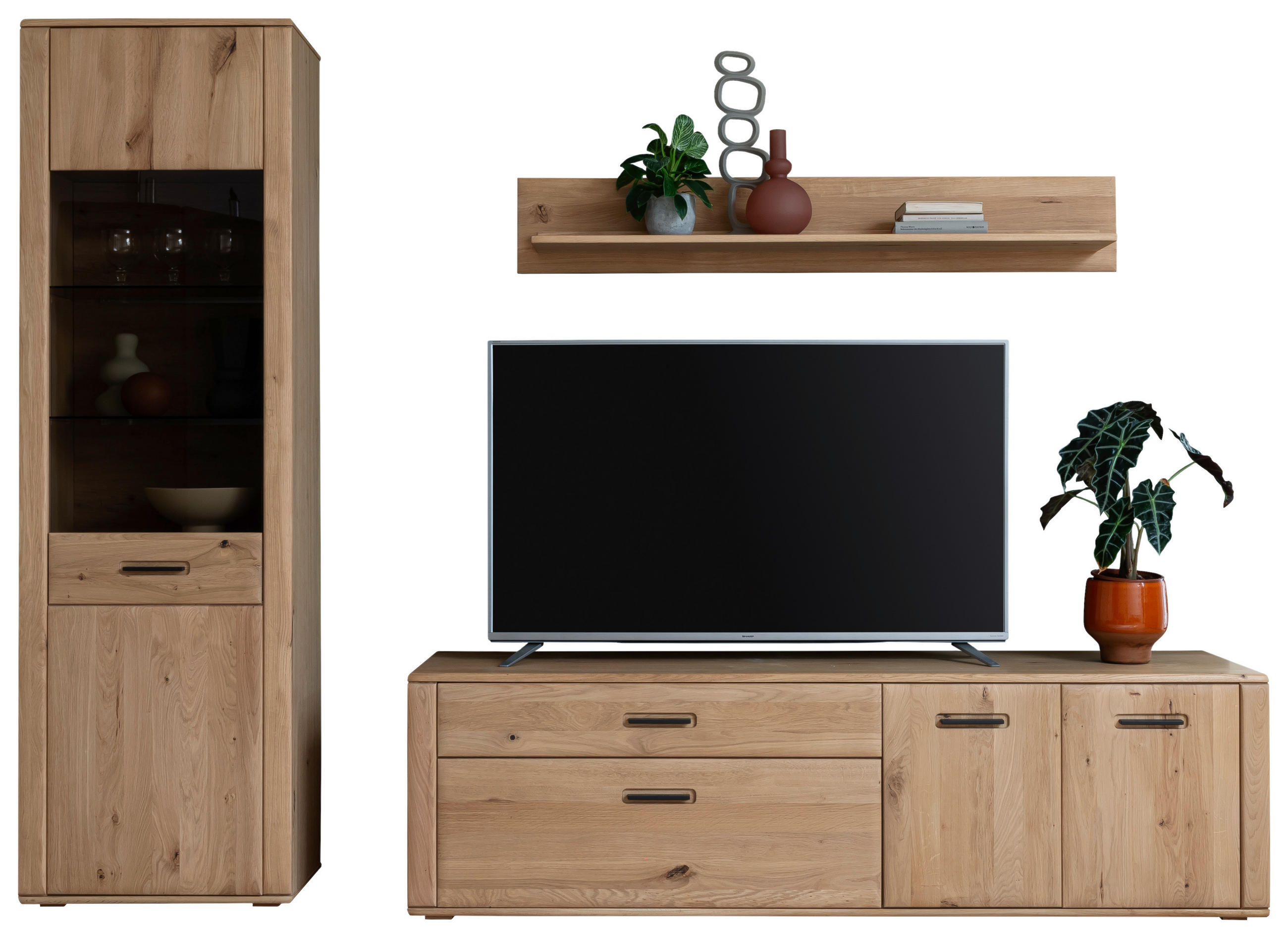 WOHNWAND in Eichefarben 272/208/50 cm - Eichefarben/Anthrazit, Konventionell, Glas/Holz (272/208/50cm) - Cantus