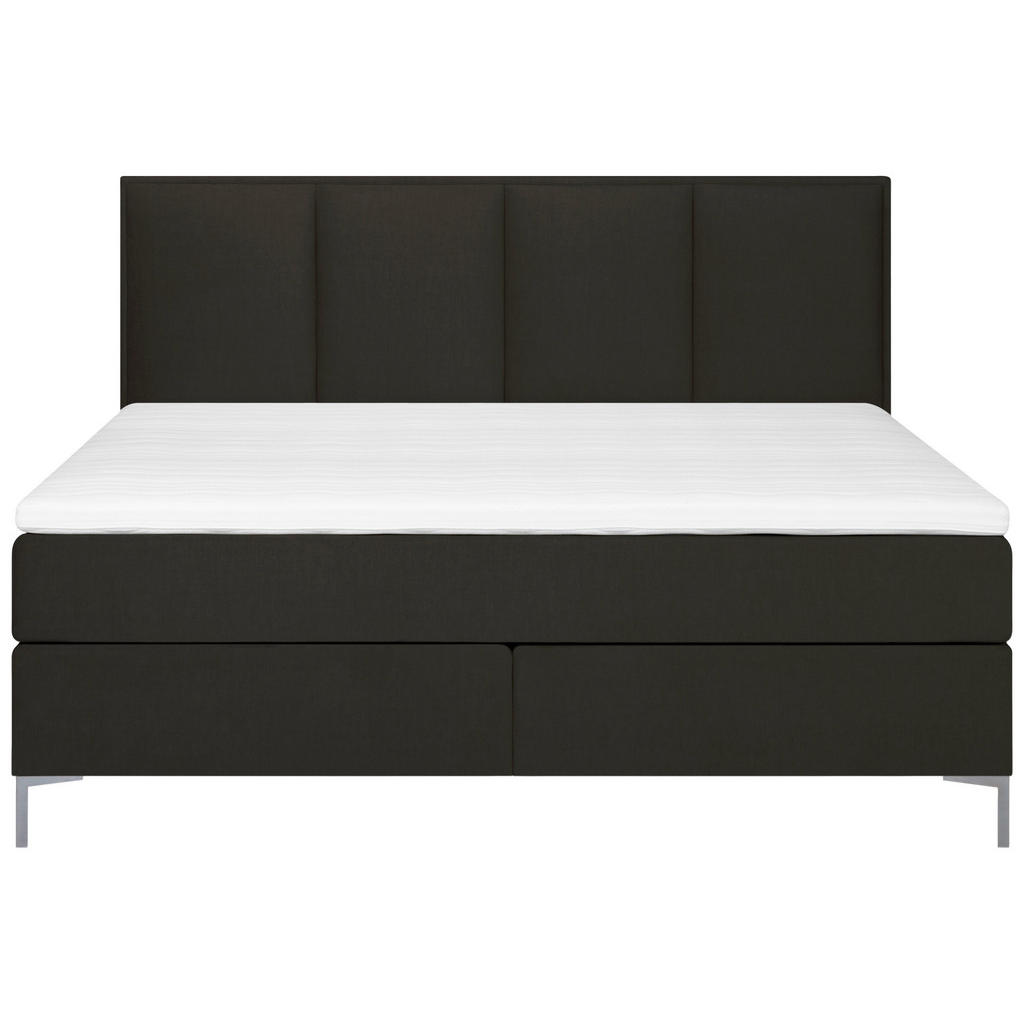 Thumbnail - Mid.you Boxspringbett, Anthrazit, Textil, H3, Höhe ca. 19 cm, 160x200 cm, gepolstertes Kopfteil, Topper durchgehend, in ...