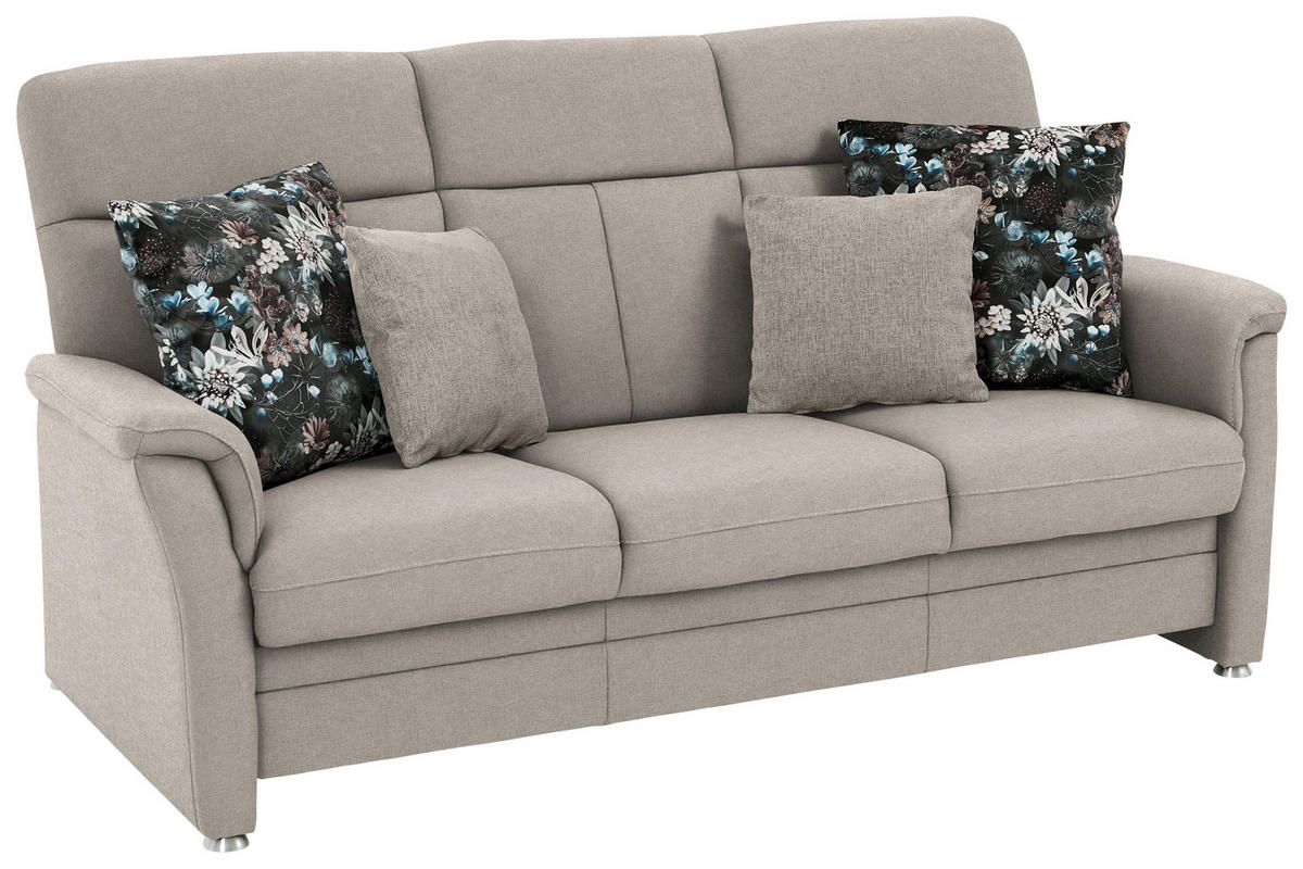 3-SITZER-SOFA Flachgewebe Beige  - Beige/Alufarben, Konventionell, Textil/Metall (194/100/89cm) - Beldomo Comfort