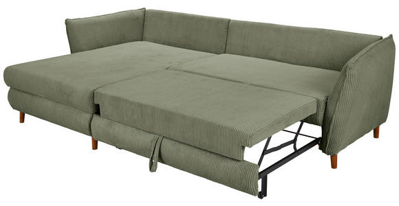 ECKSOFA in Cord Olivgrün  - Eichefarben/Olivgrün, KONVENTIONELL, Holz/Textil (284/162cm) - Carryhome