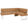 ECKBANK 208/160 cm  in Edelstahlfarben, Cognac  - Edelstahlfarben/Cognac, Design, Textil/Metall (208/160cm) - Dieter Knoll