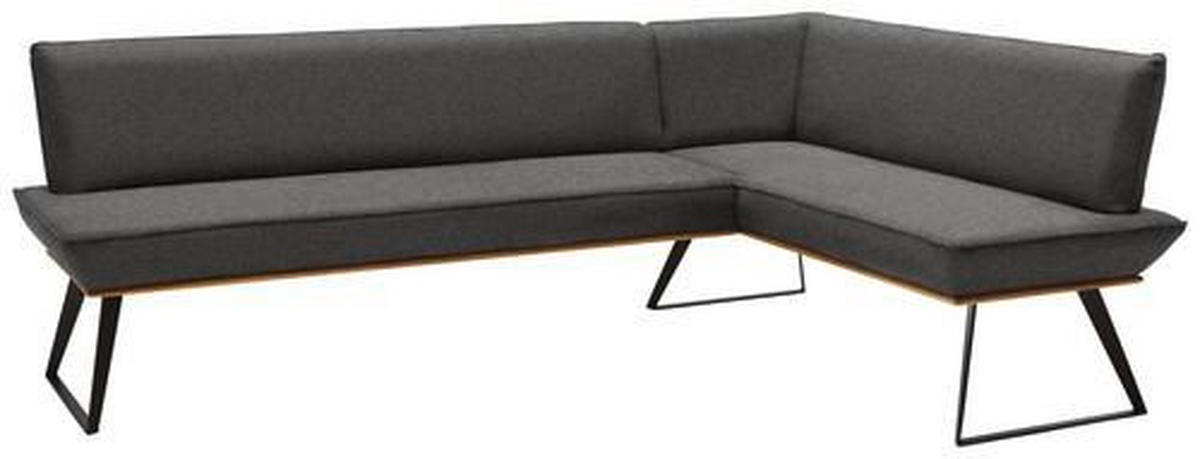 ECKBANK in Holz, Metall, Textil Schwarz, Eichefarben, Dunkelgrau  - Eichefarben/Dunkelgrau, Design, Holz/Textil (243/163cm) - Voleo