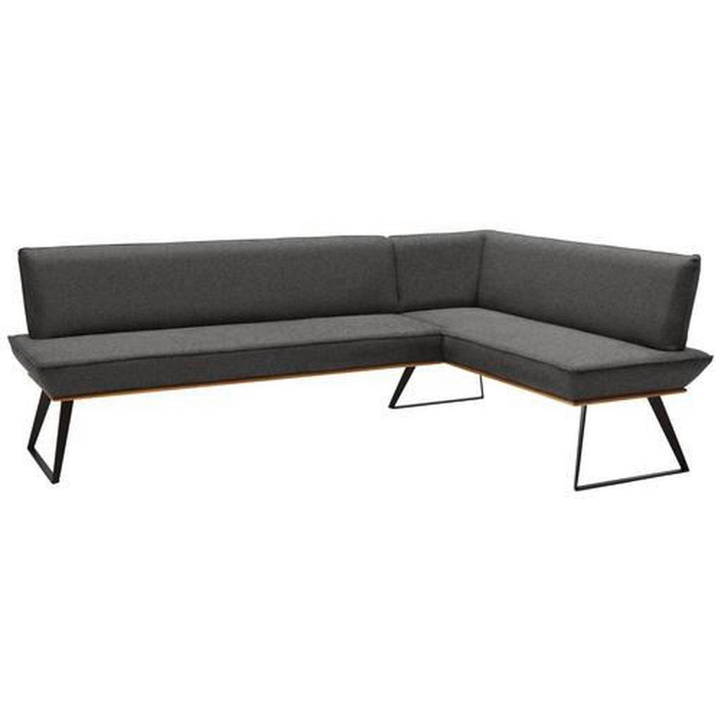 Thumbnail - Voleo Eckbank, Schwarz, Eiche, Dunkelgrau, Holz, Metall, Textil, Eiche, massiv, 5-Sitzer, Eckteil, L-Form, 223x163 cm, S...