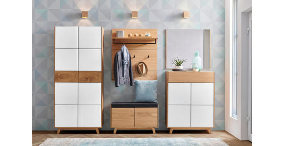 SCHUHSCHRANK 85/113/40 cm - Eichefarben/Weiß, Natur, Glas/Holz (85/113/40cm) - Dieter Knoll