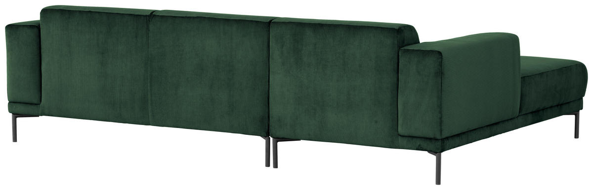 ECKSOFA ERNO in Cord Grün  262/183 cm  - Schwarz/Grün, Design, Textil/Metall (262/183cm) - MID.YOU