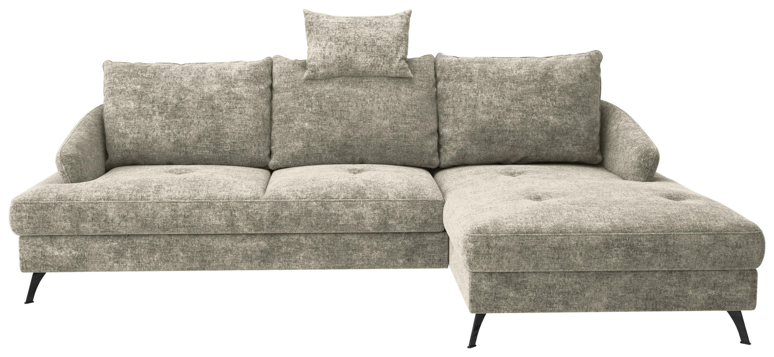 ECKSOFA in Webstoff Hellbraun  - Hellbraun/Schwarz, KONVENTIONELL, Textil/Metall (293/183cm) - Carryhome