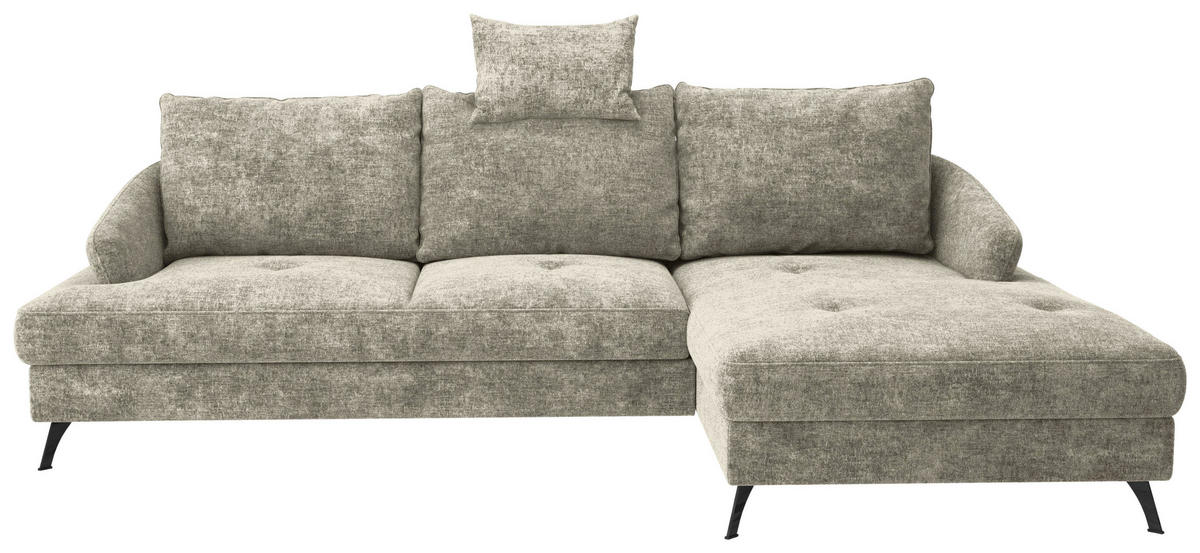 ECKSOFA in Webstoff Hellbraun  - Hellbraun/Schwarz, Konventionell, Textil/Metall (293/183cm) - Carryhome