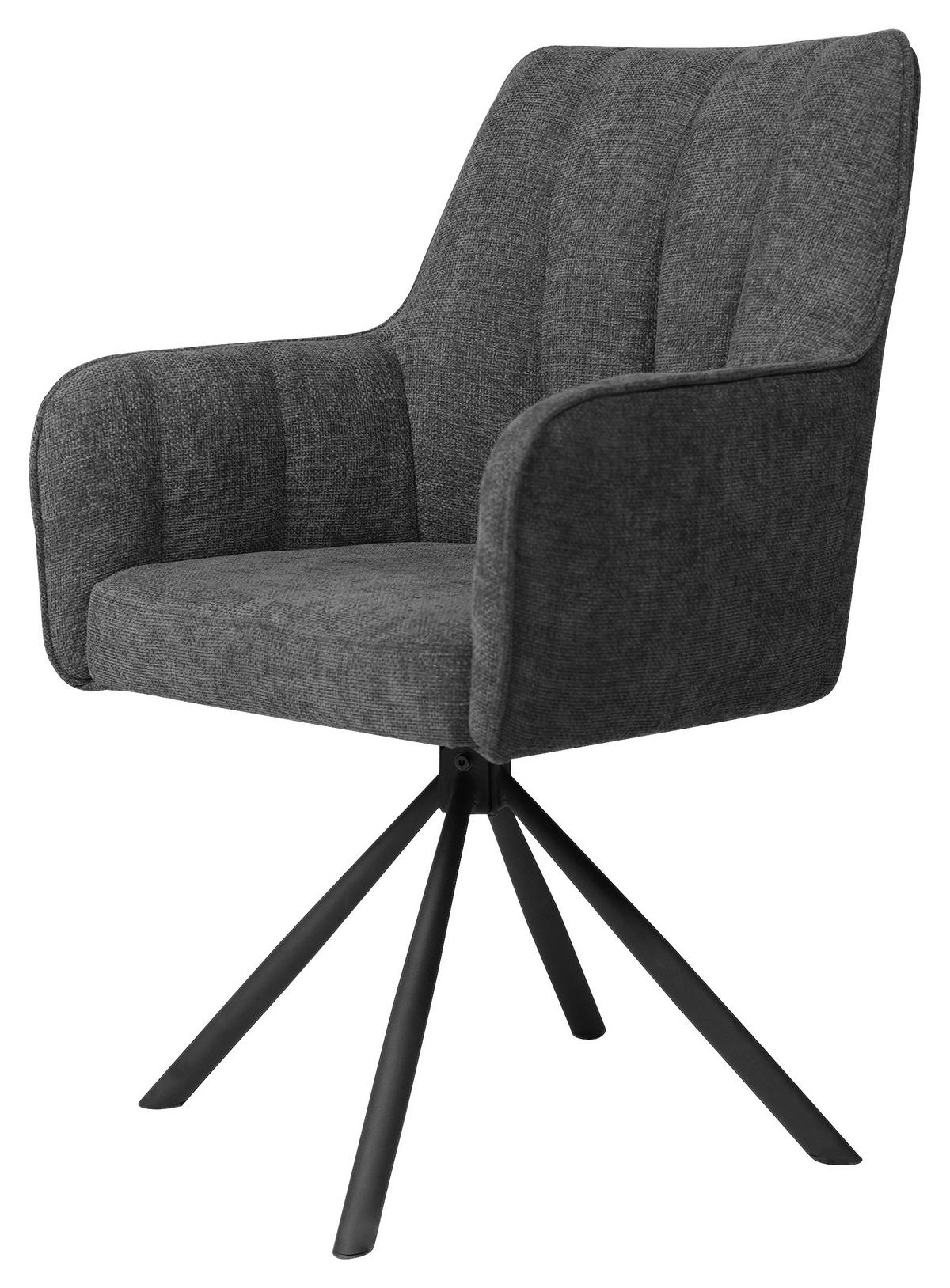 ARMLEHNSTUHL  in Eisen Webstoff  - Schwarz/Grau, Design, Textil/Metall (58/91/65cm) - Carryhome