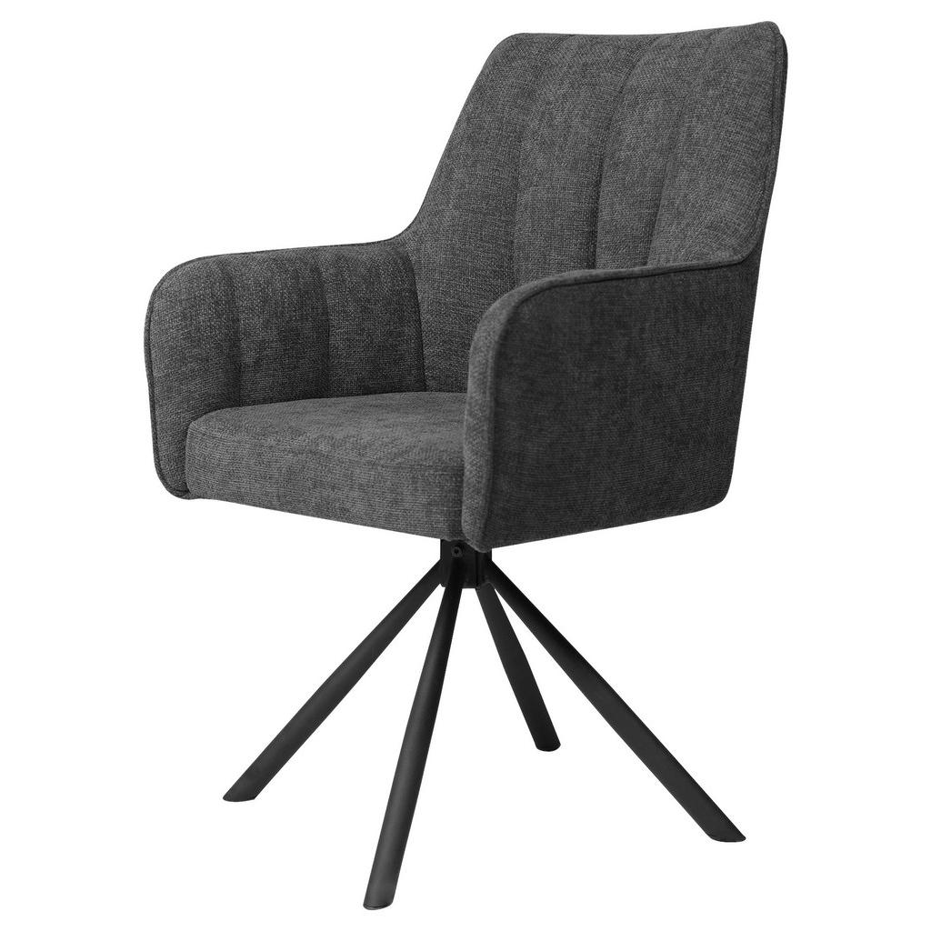 Thumbnail - Carryhome Armlehnstuhl, Grau, Metall, Textil, Rundrohr, konisch, 58x91x65 cm, Sitzfläche 360° drehbar, Esszimmer, Stühle...