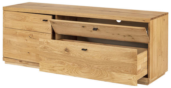 LOWBOARD  in 165/62/48 cm  - Eichefarben/Schwarz, Natur, Holz/Metall (165/62/48cm) - Linea Natura