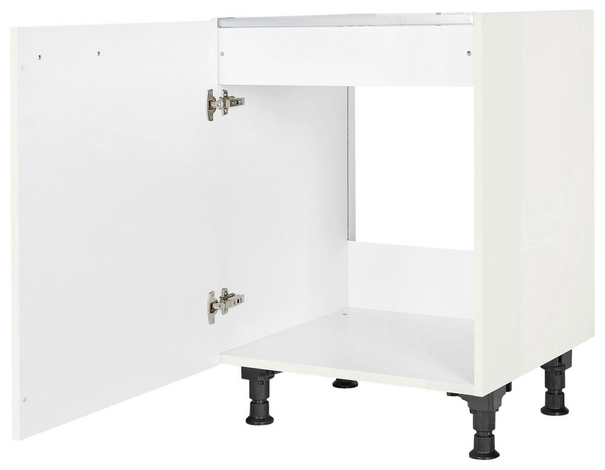 SPÜLENUNTERSCHRANK 60/87/56 cm  in Weiß Hochglanz  - Edelstahlfarben/Weiß Hochglanz, MODERN, Holzwerkstoff/Metall (60/87/56cm) - Nobilia