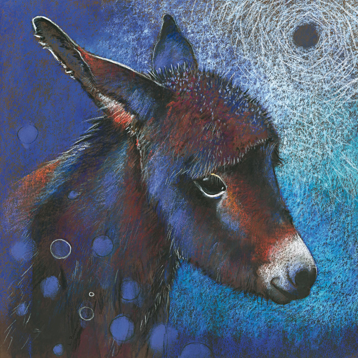 KUNSTDRUCK Tiere, Nacht 30/30 cm  - Blau/Braun, Basics, Papier (30/30cm) - Monee