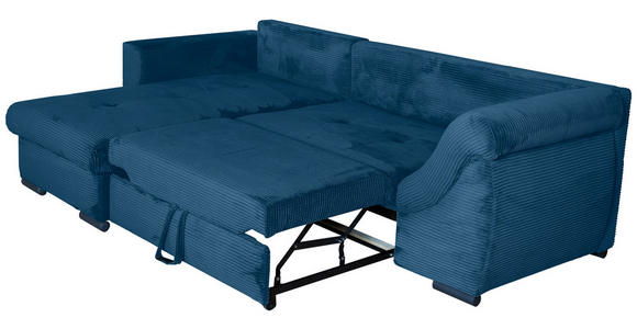 ECKSOFA  in Cord Blau  - Blau/Schwarz, KONVENTIONELL, Textil/Metall (168/258cm) - Carryhome