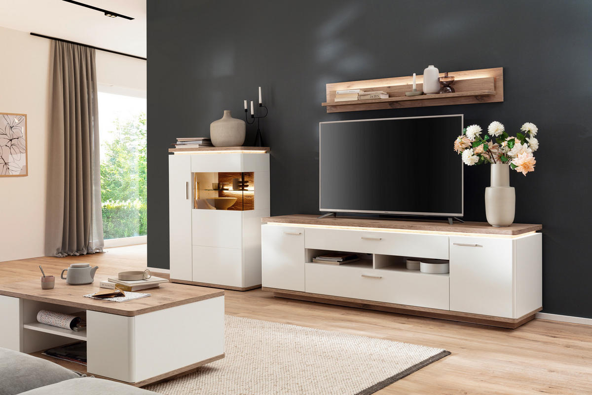 COUCHTISCH in Holzwerkstoff   - Weiss/Eichefarben, Design, Holzwerkstoff (115/42/65cm) - Livetastic