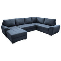 WOHNLANDSCHAFT Blau Mikrofaser  - Chromfarben/Blau, KONVENTIONELL, Textil/Metall (156/292/218cm) - Livetastic