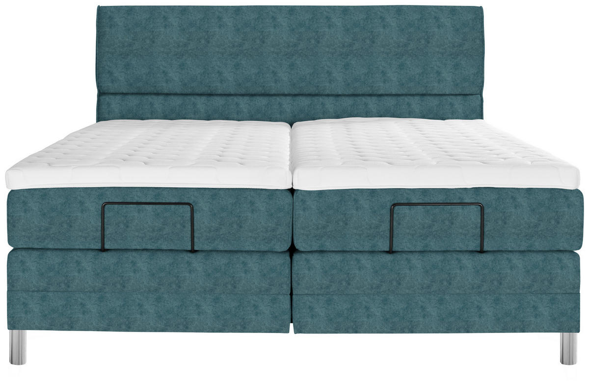 BOXSPRINGBETT 180/200 cm  in Blau  - Chromfarben/Blau, KONVENTIONELL, Kunststoff/Textil (180/200cm) - Voleo
