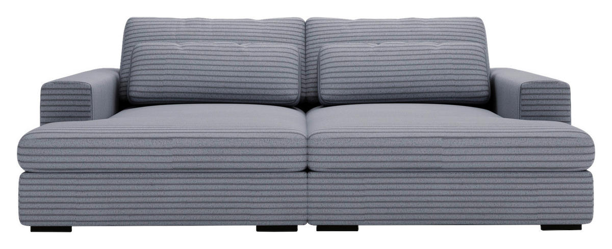 BIGSOFA Cord Blaugrau  - Blaugrau/Schwarz, Design, Textil (218/80/158cm) - Lomoco