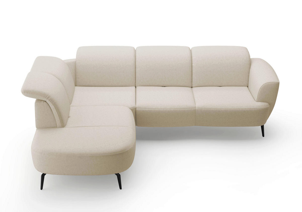 ECKSOFA in Flachgewebe Creme  - Creme/Schwarz, Konventionell, Textil/Metall (267/300cm) - Sit & More