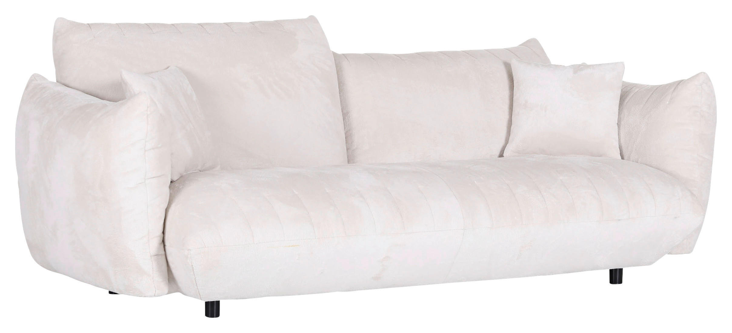 BIG SOFFA i plysch vit  - vit/svart, Klassisk, textil/plast (240/78/107cm) - MID.YOU