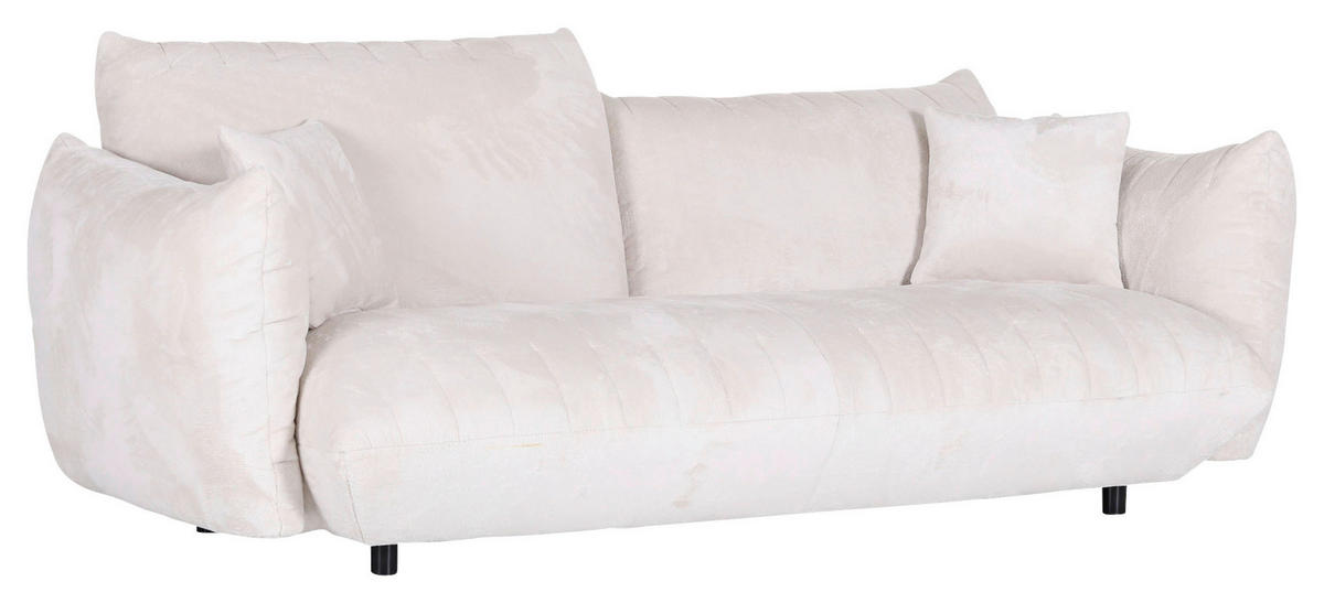 BIG SOFFA i plysch vit  - vit/svart, Klassisk, textil/plast (240/78/107cm) - MID.YOU