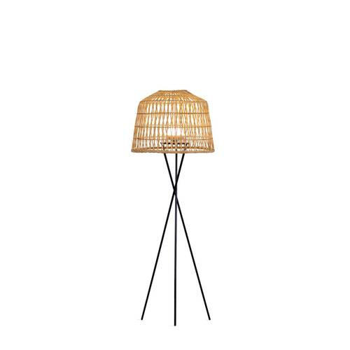 LED-STEHLEUCHTE  49/148/49 cm   - Schwarz, Natur, Naturmaterialien/Metall (49/148/49cm) - New Garden