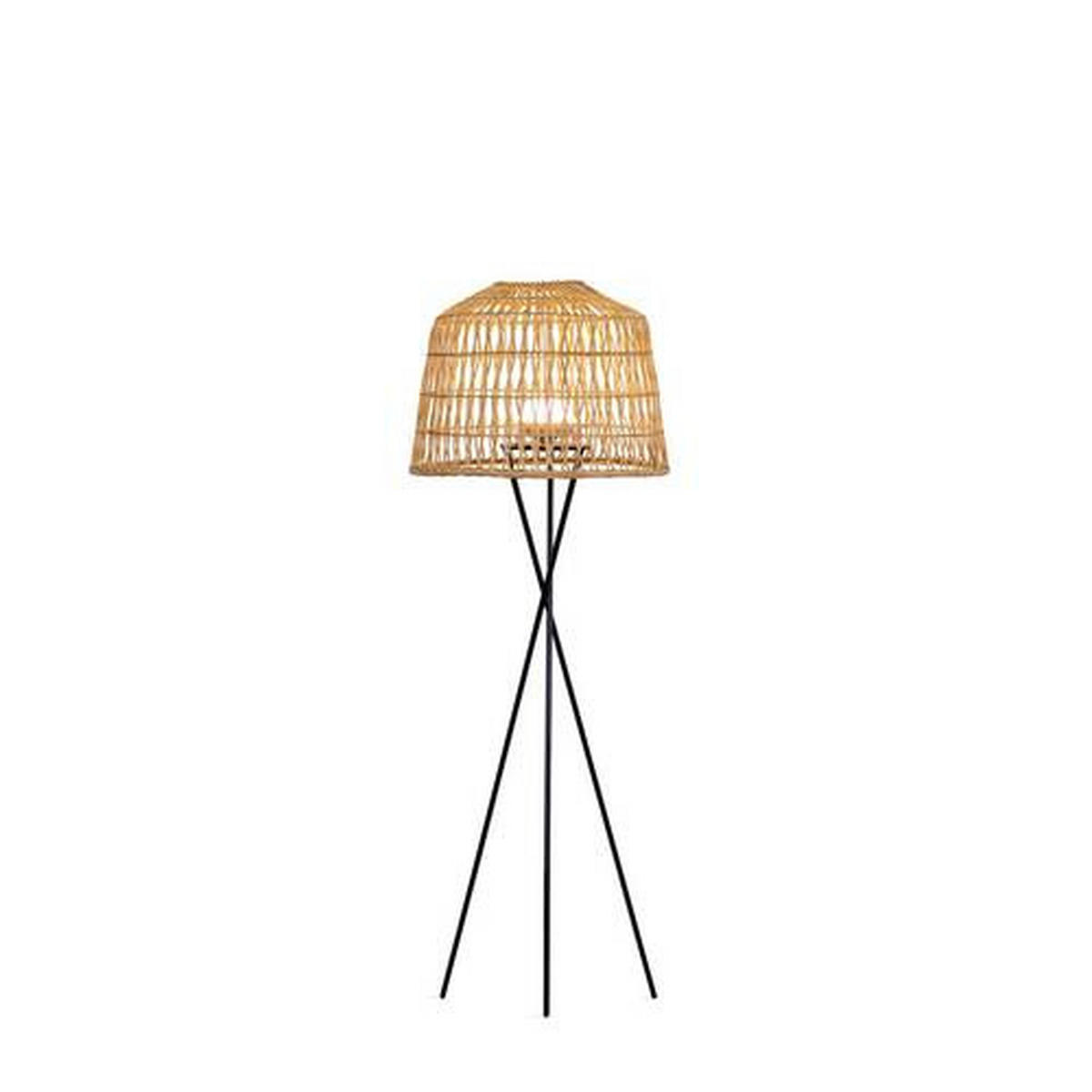 LED-STEHLEUCHTE  49/148/49 cm   - Schwarz, Natur, Naturmaterialien/Metall (49/148/49cm) - New Garden