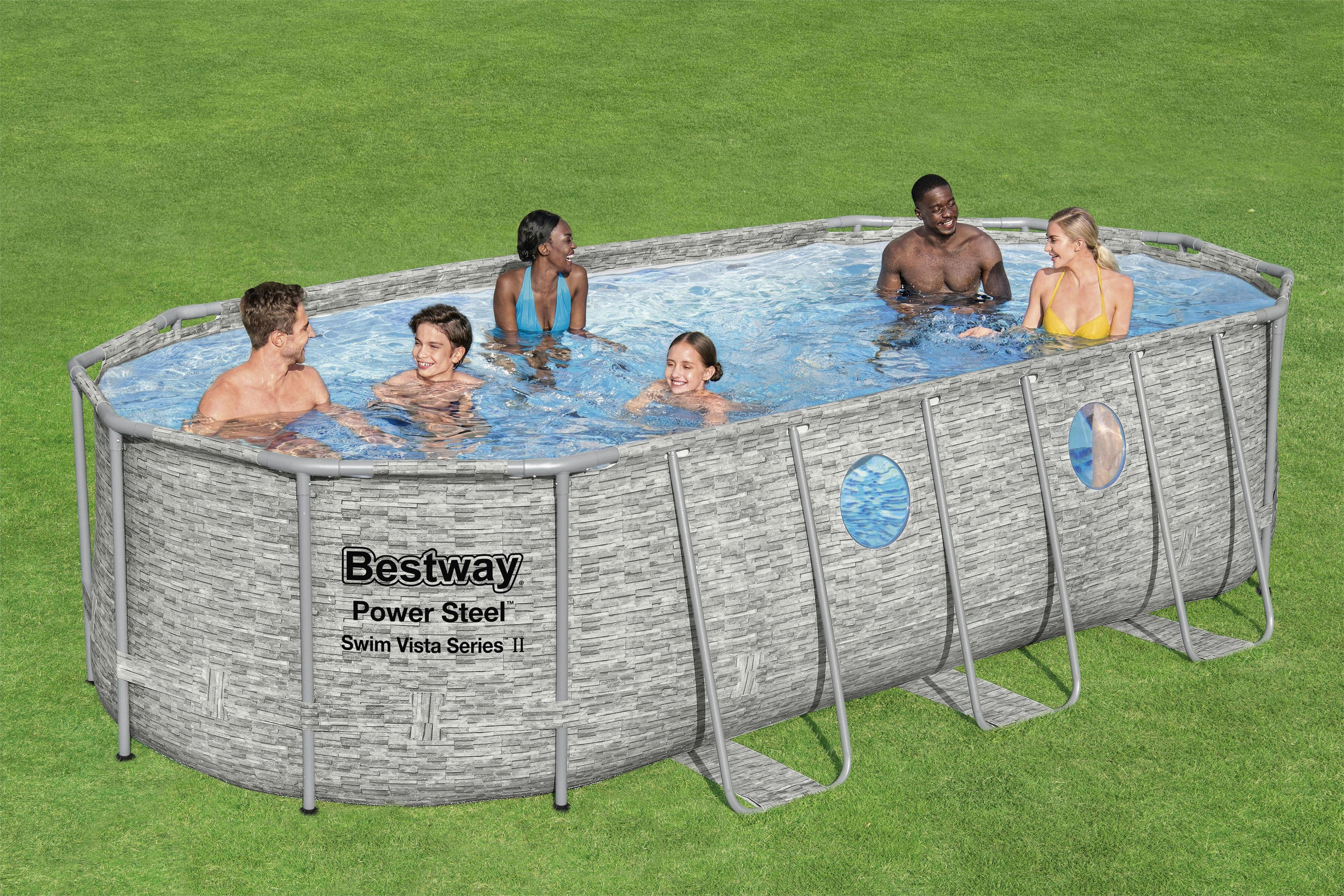 POOL SET POWER STEEL 56716 549/274/122 cm  - Blau/Weiß, KONVENTIONELL, Kunststoff/Metall (549/274/122cm) - Bestway