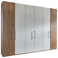 DREHTÜRENSCHRANK  in Weiß, Eiche Bianco  - Schieferfarben/Eiche Bianco, Design, Glas/Holzwerkstoff (300/236/58cm) - Novel