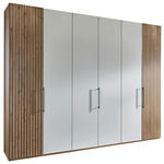 DREHTÜRENSCHRANK  in Weiß, Eiche Bianco  - Schieferfarben/Eiche Bianco, Design, Glas/Holzwerkstoff (300/236/58cm) - Novel