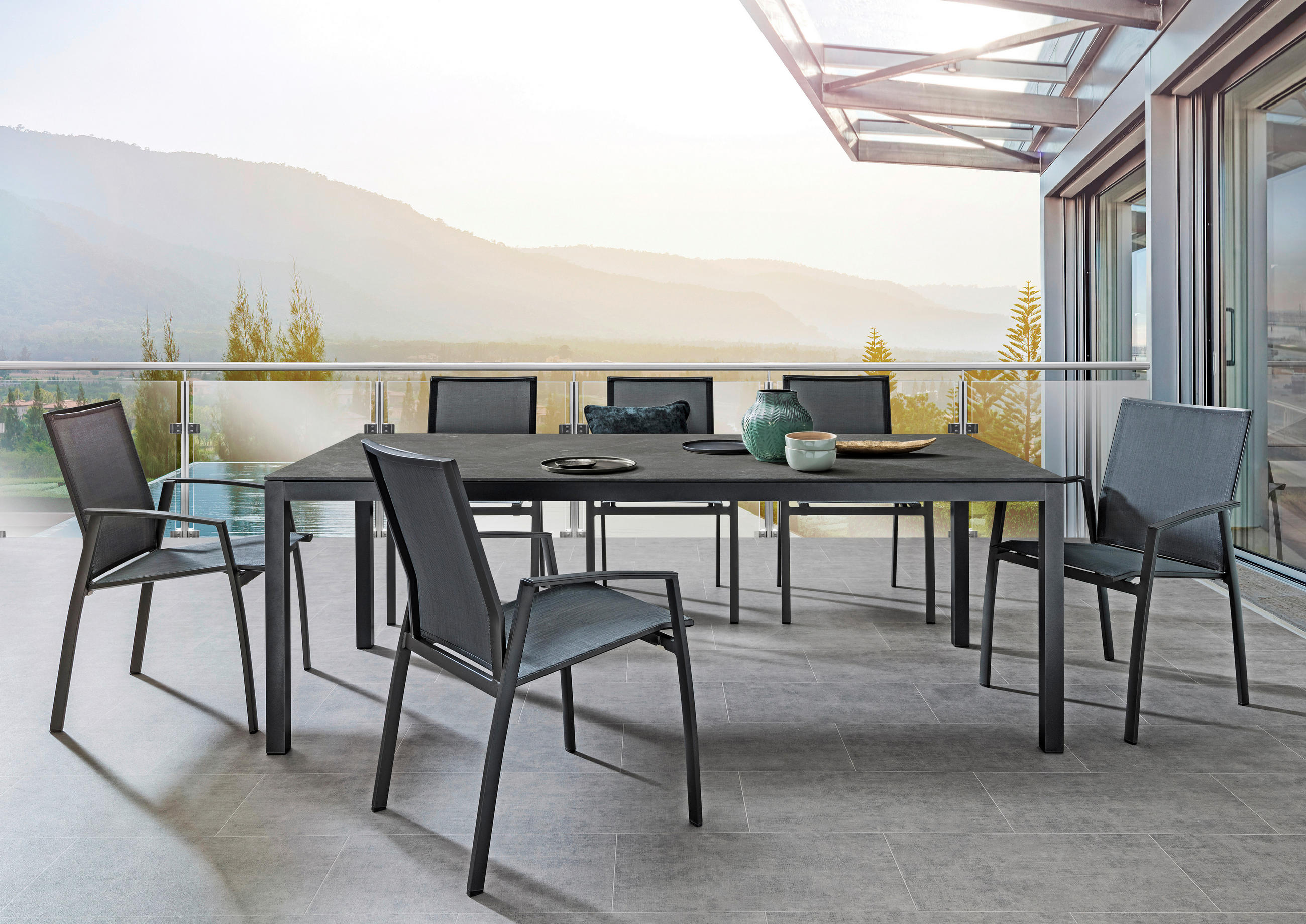 GARTENTISCH 210/95/74 cm Metall, Keramik  - Anthrazit, Modern, Keramik/Metall (210/95/74cm)
