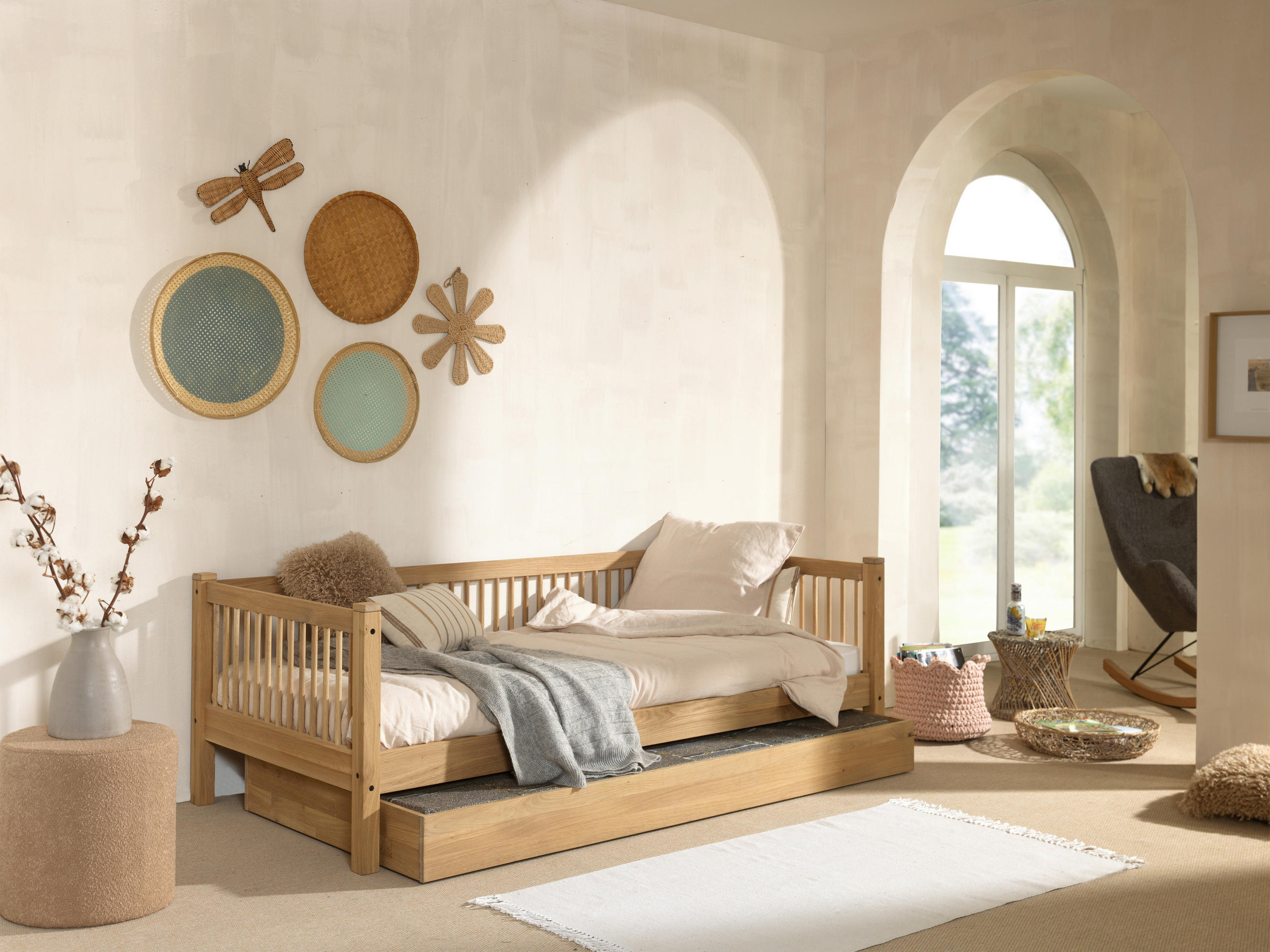 AUSZIEHBETT 90/200 cm  in Naturfarben  - Naturfarben, MODERN, Holz (90/200cm) - MID.YOU