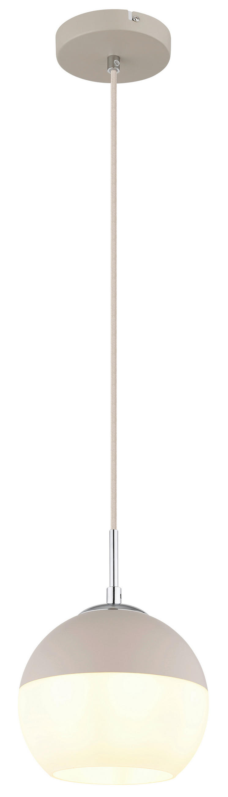 ZÁVĚSNÉ SVÍTIDLO, 20/120 cm  - bílá/opál, Design, kov/textil (20/120cm) - Globo