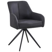 ARMLEHNSTUHL  Sitzfläche 360° drehbar Mikrofaser  Schwarz  - Schwarz, Modern, Holz/Textil (62/83/62cm) - Livetastic
