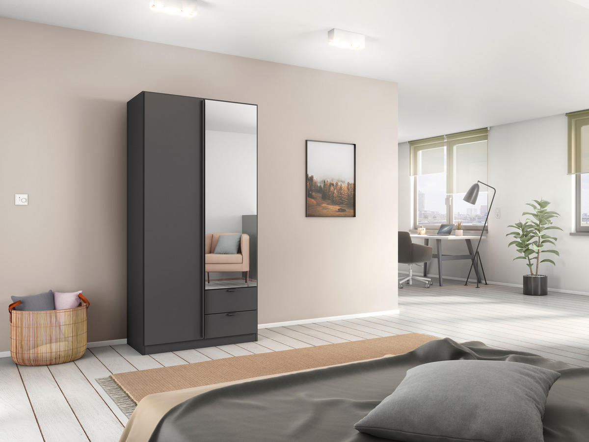 DREHTÜRENSCHRANK 91/197/54 cm,  in Grau, 2-türig  - Grau, MODERN, Holzwerkstoff/Metall (91/197/54cm) - Rauch Möbel