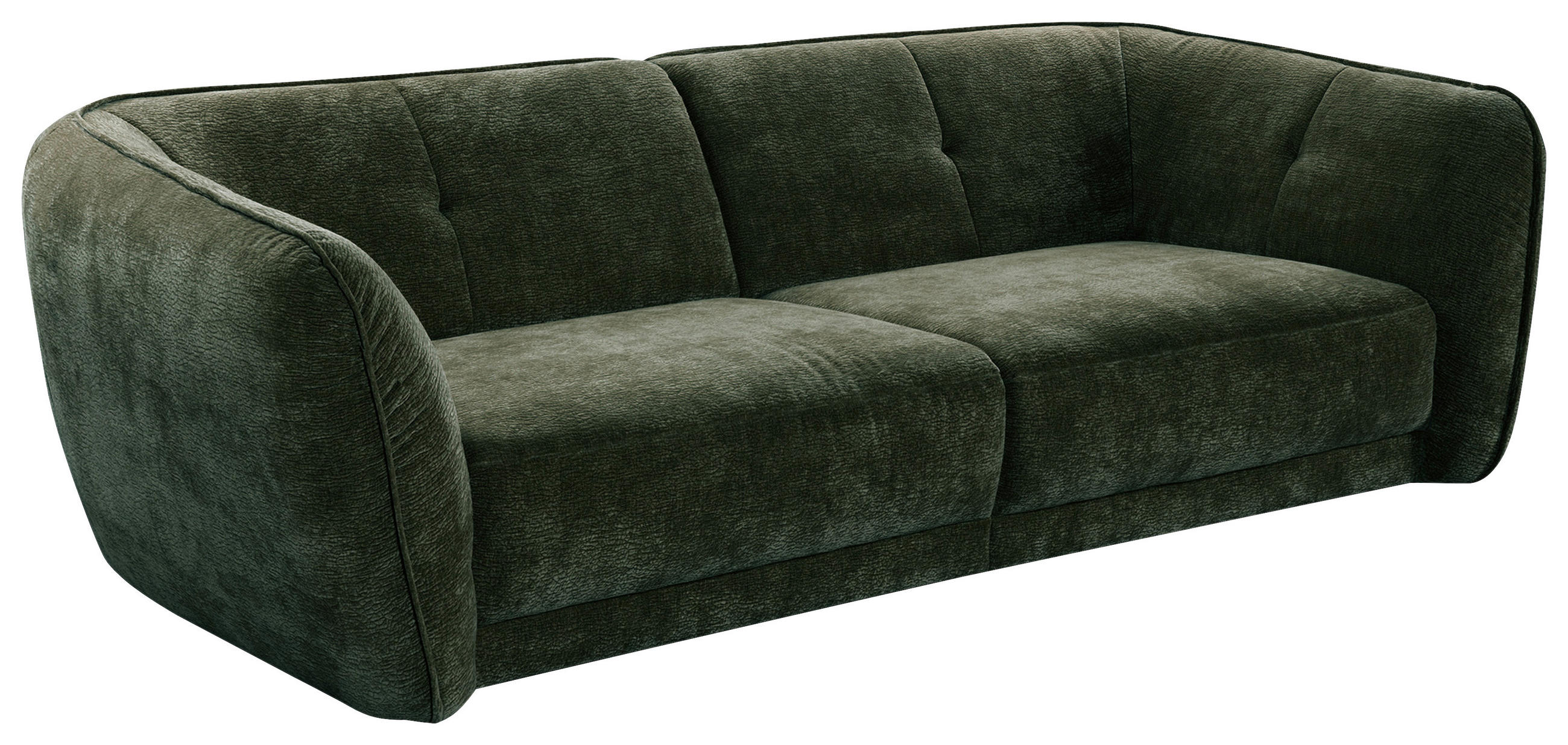 BIGSOFA Chenille Olivgrün  - Schwarz/Olivgrün, KONVENTIONELL, Kunststoff/Textil (290/86/121cm) - Cantus