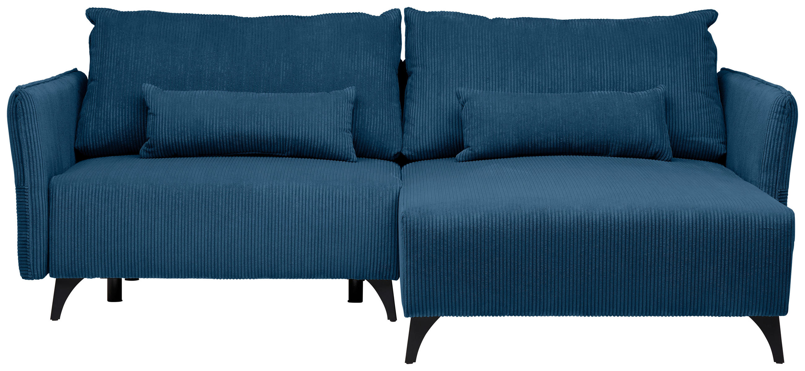 ECKSOFA Blau Cord  - Blau/Schwarz, Design, Textil/Metall (254/175cm) - Stylife