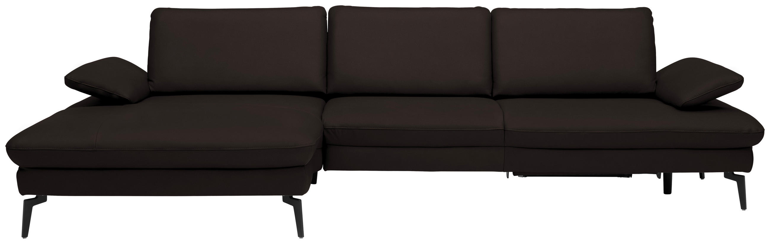 ECKSOFA in Echtleder Dunkelbraun  - Dunkelbraun/Schwarz, Design, Leder/Metall (157/325cm) - Dieter Knoll