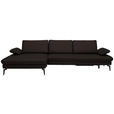 ECKSOFA in Echtleder Dunkelbraun  - Dunkelbraun/Schwarz, Design, Leder/Metall (157/325cm) - Dieter Knoll